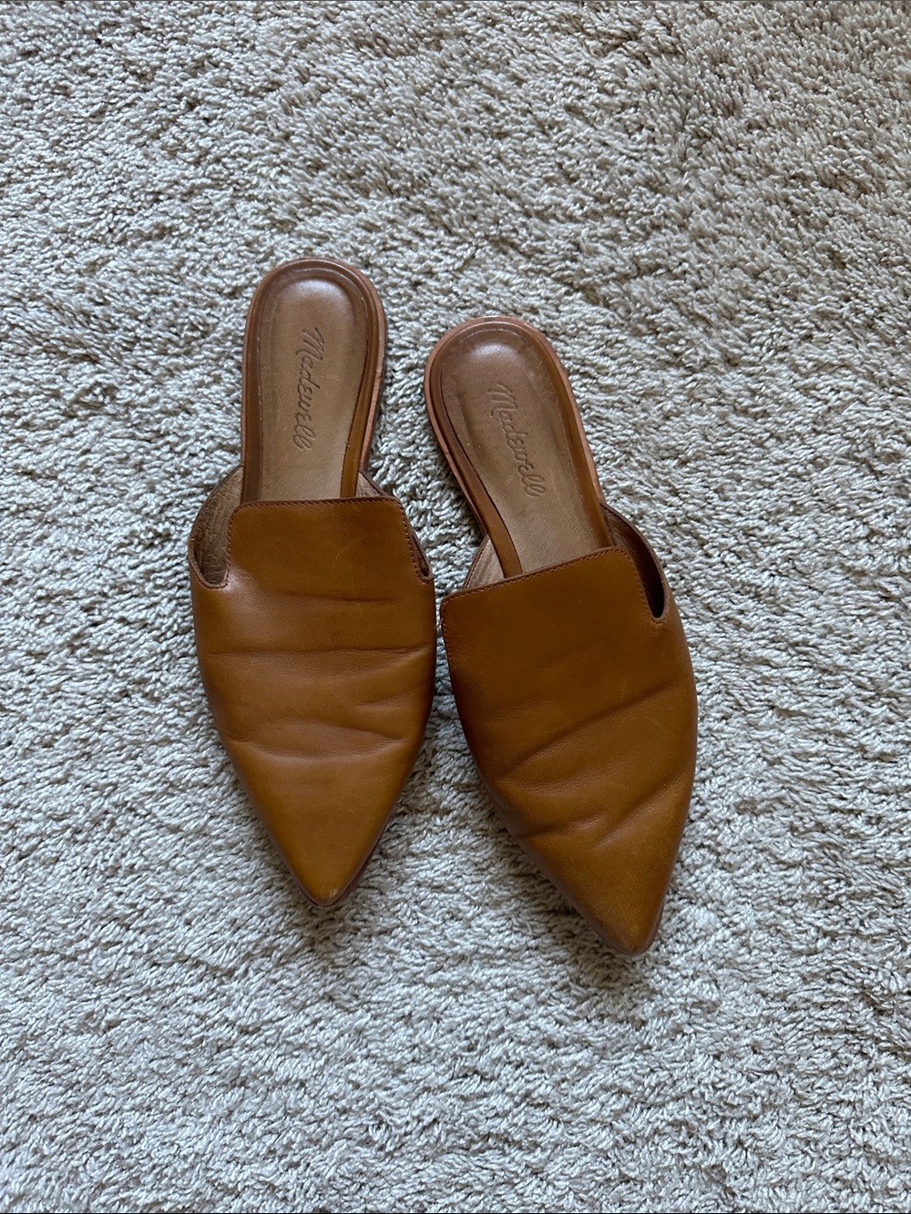 Madewell Women's Cognac Pointed Leather Slide Mules